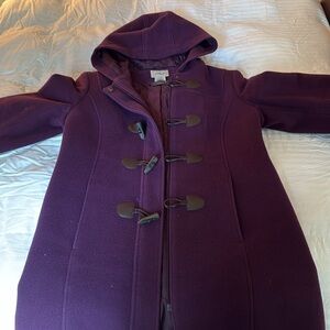 Boiled wool L. L.Bean sz 10 regular Women's Deep Purple car length coat-lined.